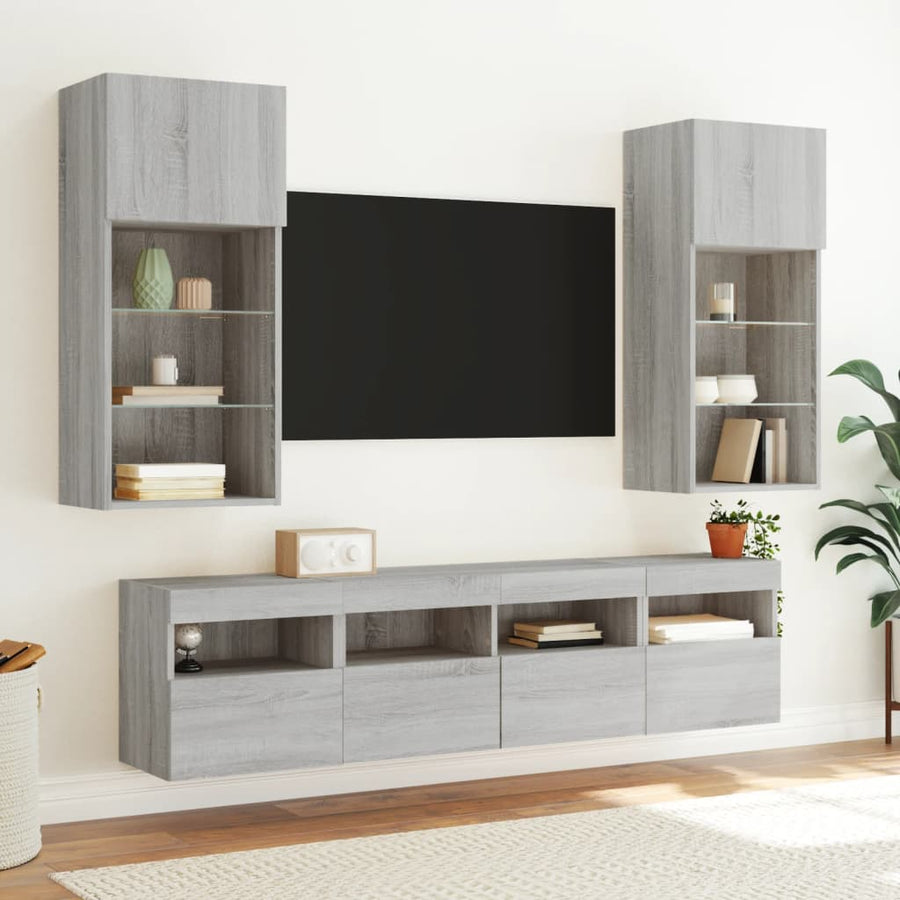 Tv-Wandmeubel Met Led 40X30X40 Cm Grijs Sonoma Eikenkleurig