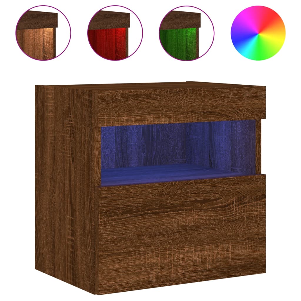 Tv-Wandmeubel Met Led-Verlichting 40X30X40 Cm Bruineikenkleurig