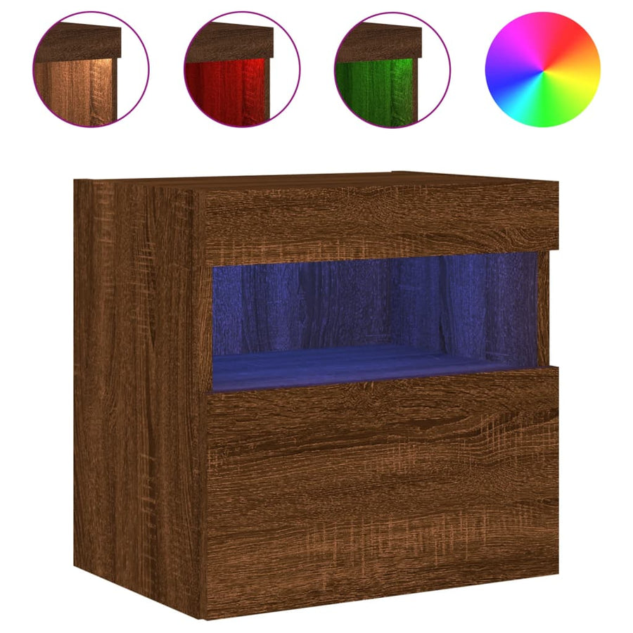 Tv-Wandmeubel Met Led-Verlichting 40X30X40 Cm Bruineikenkleurig