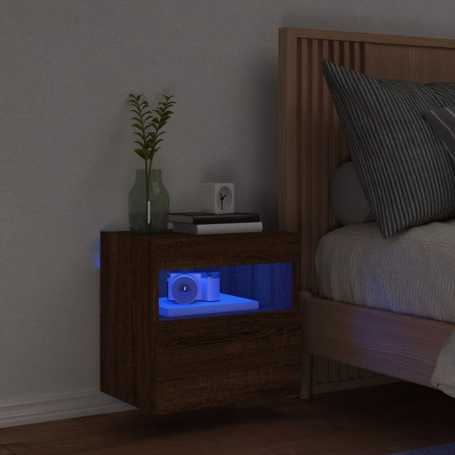 Tv-Wandmeubel Met Led-Verlichting 40X30X40 Cm Bruineikenkleurig