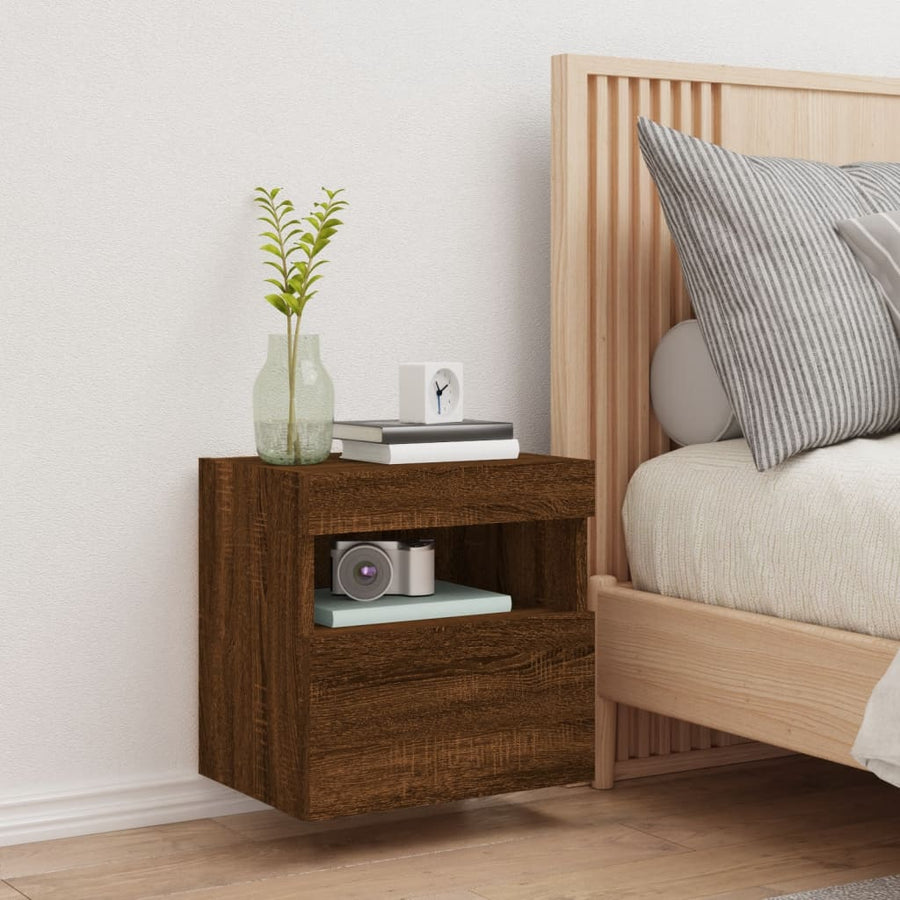 Tv-Wandmeubel Met Led-Verlichting 40X30X40 Cm Bruineikenkleurig