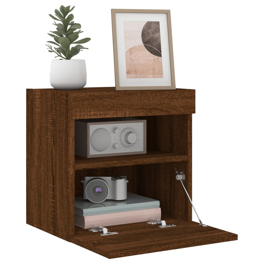 Tv-Wandmeubel Met Led-Verlichting 40X30X40 Cm Bruineikenkleurig