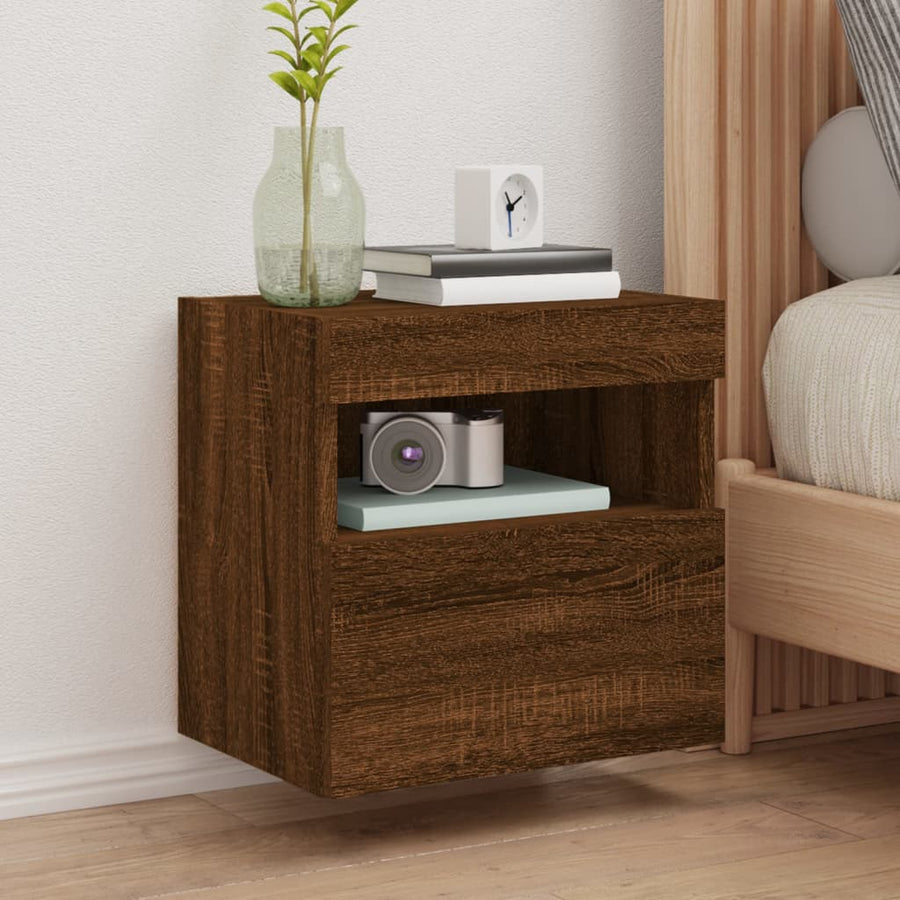 Tv-Wandmeubel Met Led-Verlichting 40X30X40 Cm Bruineikenkleurig
