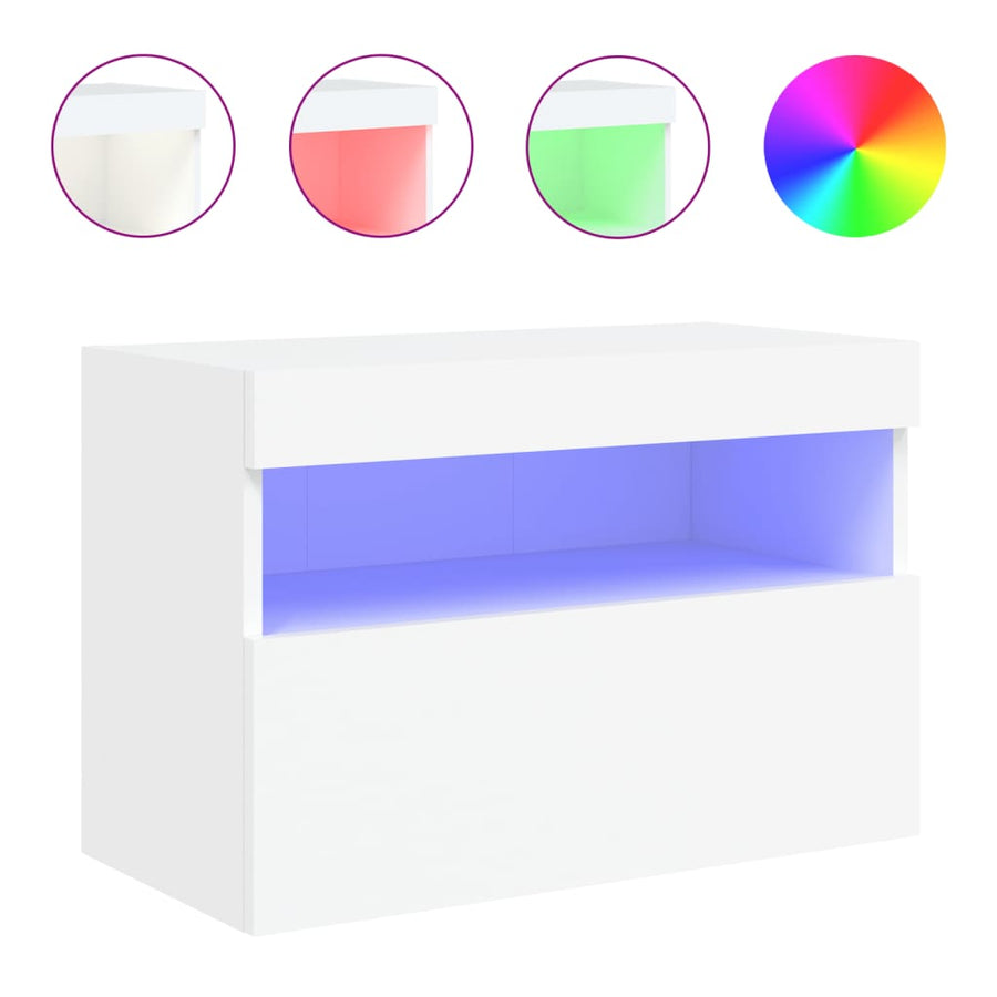Tv-Wandmeubel Met Led-Verlichting 60X30X40 Cm Wit