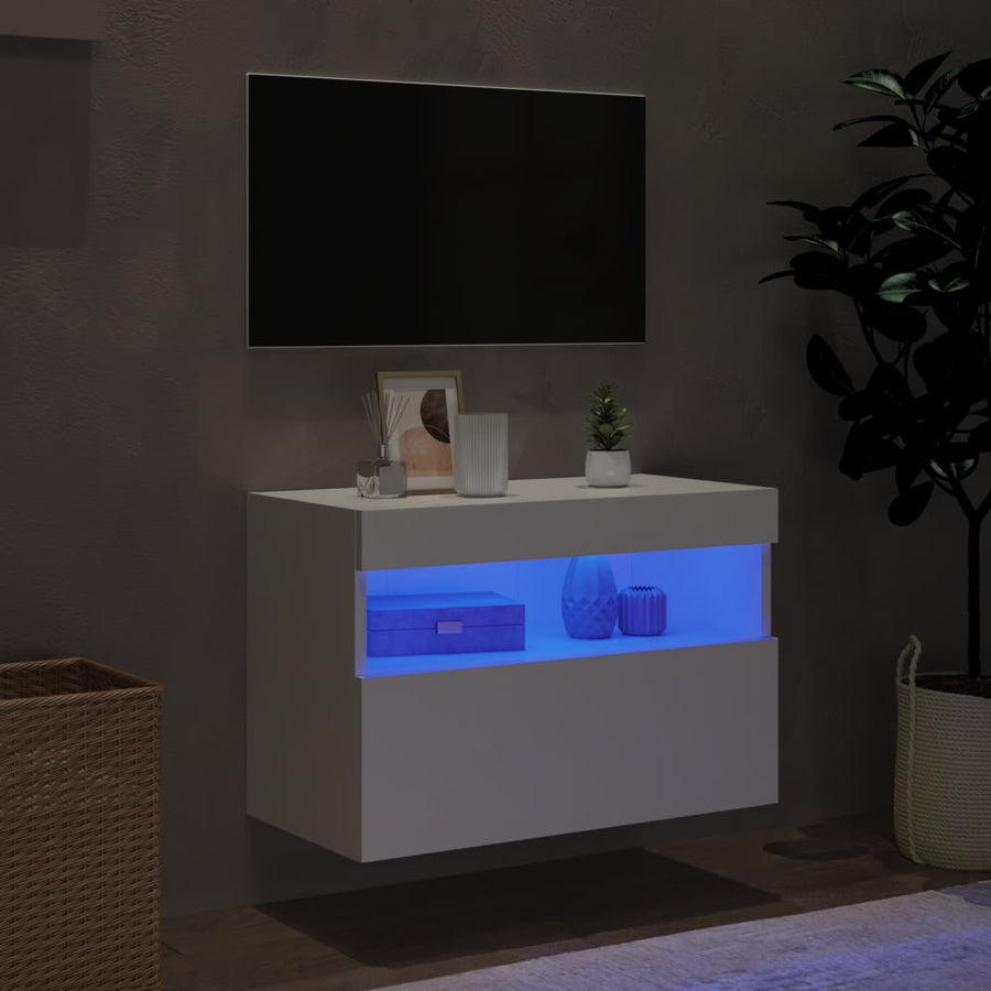 Tv-Wandmeubel Met Led-Verlichting 60X30X40 Cm Wit