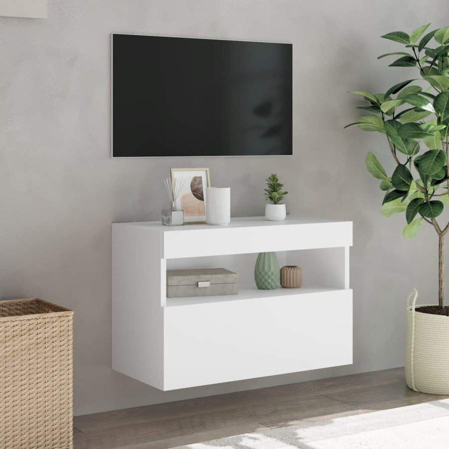 Tv-Wandmeubel Met Led-Verlichting 60X30X40 Cm Wit