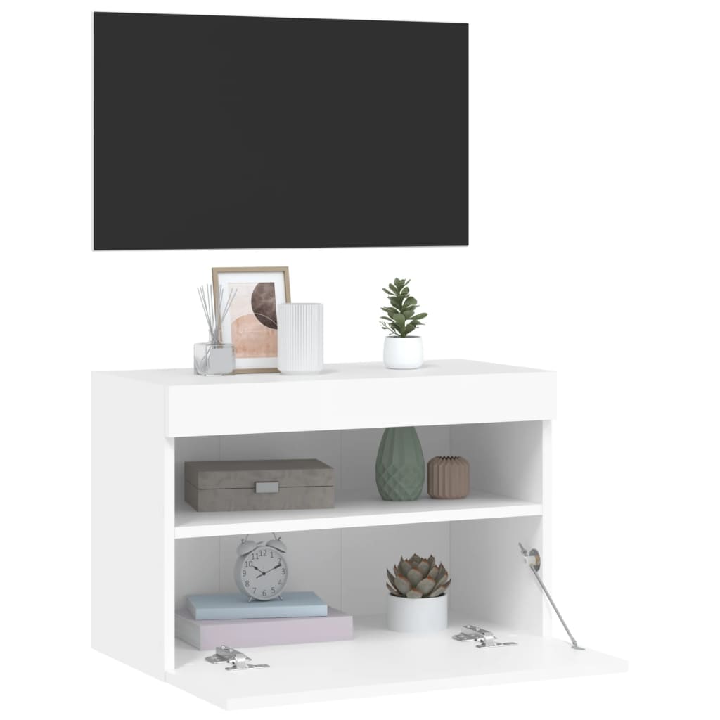 Tv-Wandmeubel Met Led-Verlichting 60X30X40 Cm Wit