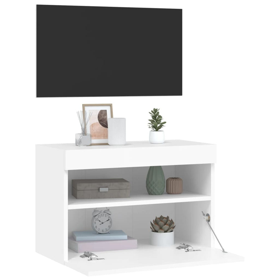 Tv-Wandmeubel Met Led-Verlichting 60X30X40 Cm Wit