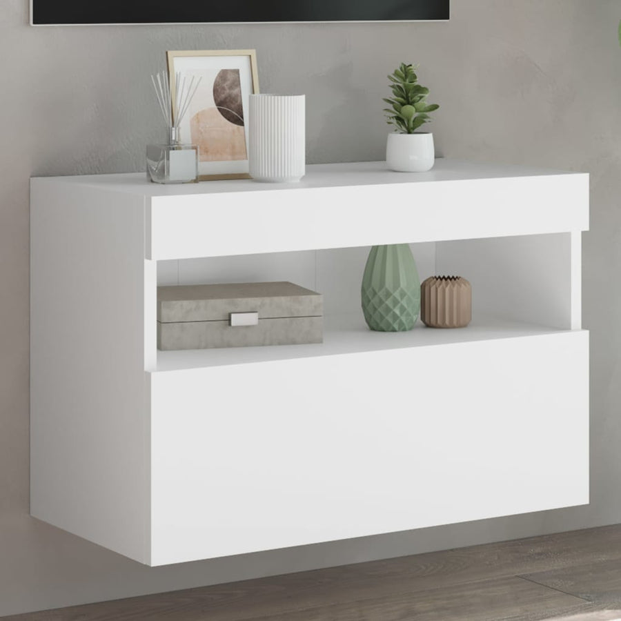 Tv-Wandmeubel Met Led-Verlichting 60X30X40 Cm Wit