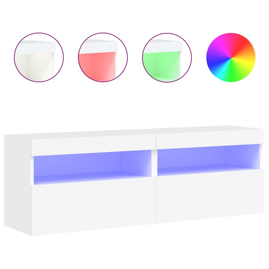 Tv-Wandmeubels Met Led-Verlichting 2 St 60X30X40 Cm Wit