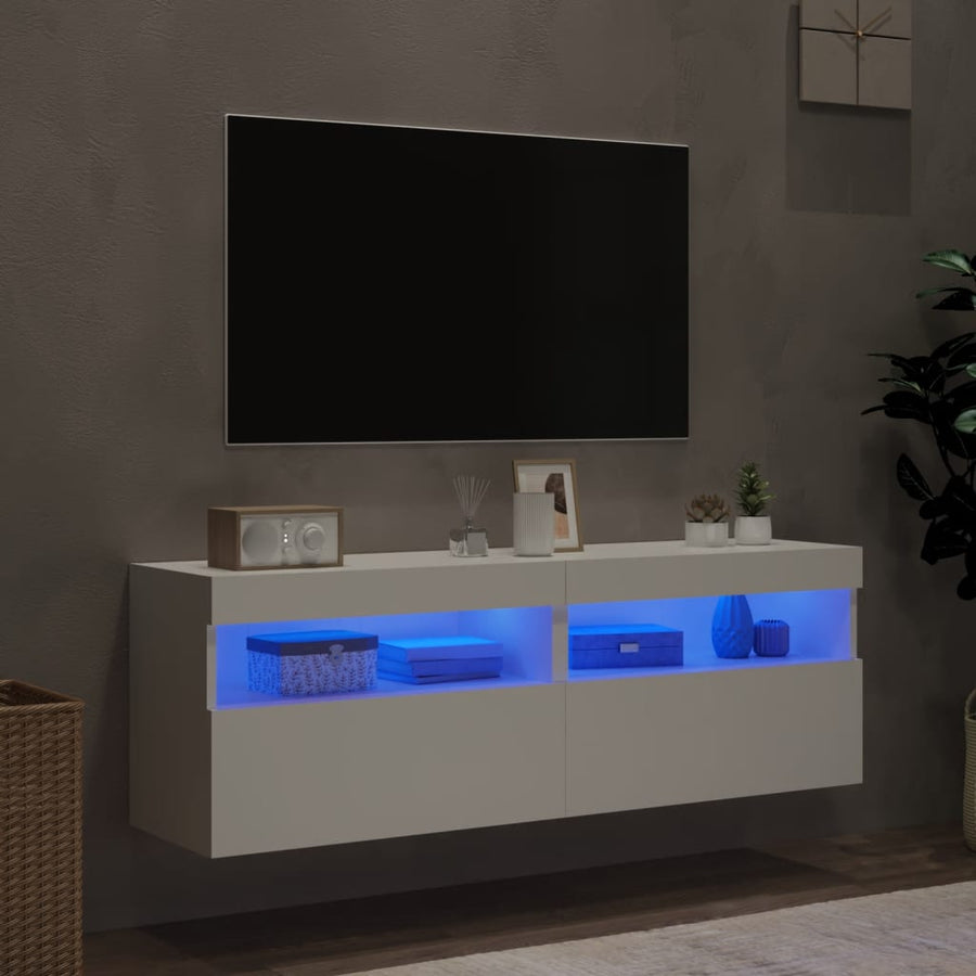 Tv-Wandmeubels Met Led-Verlichting 2 St 60X30X40 Cm Wit