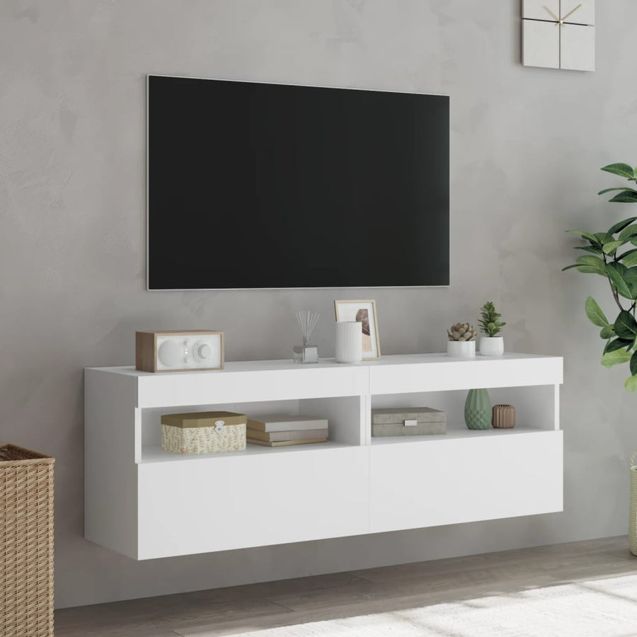 Tv-Wandmeubels Met Led-Verlichting 2 St 60X30X40 Cm Wit