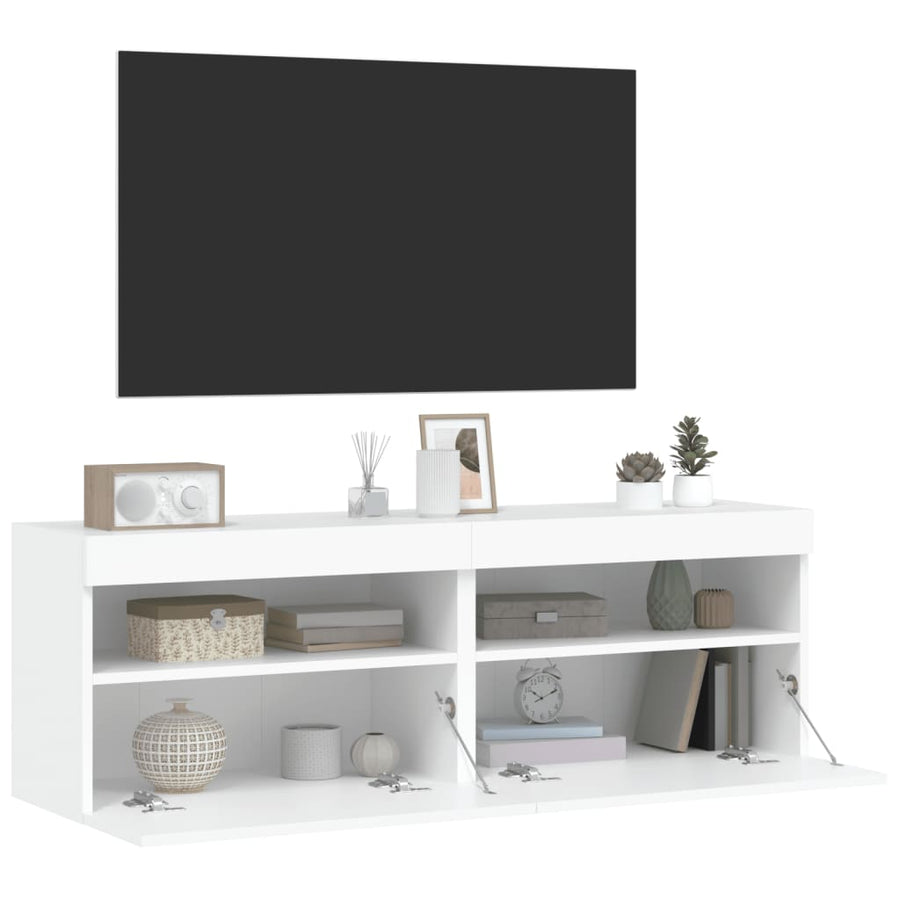 Tv-Wandmeubels Met Led-Verlichting 2 St 60X30X40 Cm Wit