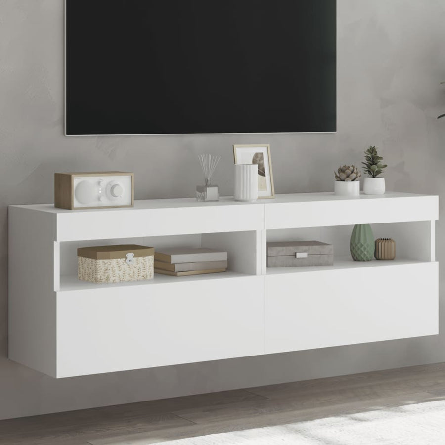 Tv-Wandmeubels Met Led-Verlichting 2 St 60X30X40 Cm Wit