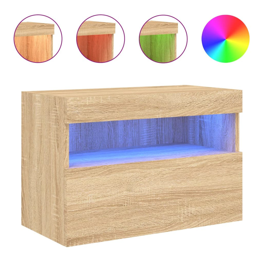 Tv-Wandmeubel Met Led-Verlichting 60X30X40 Cm Sonoma Eikenkleur