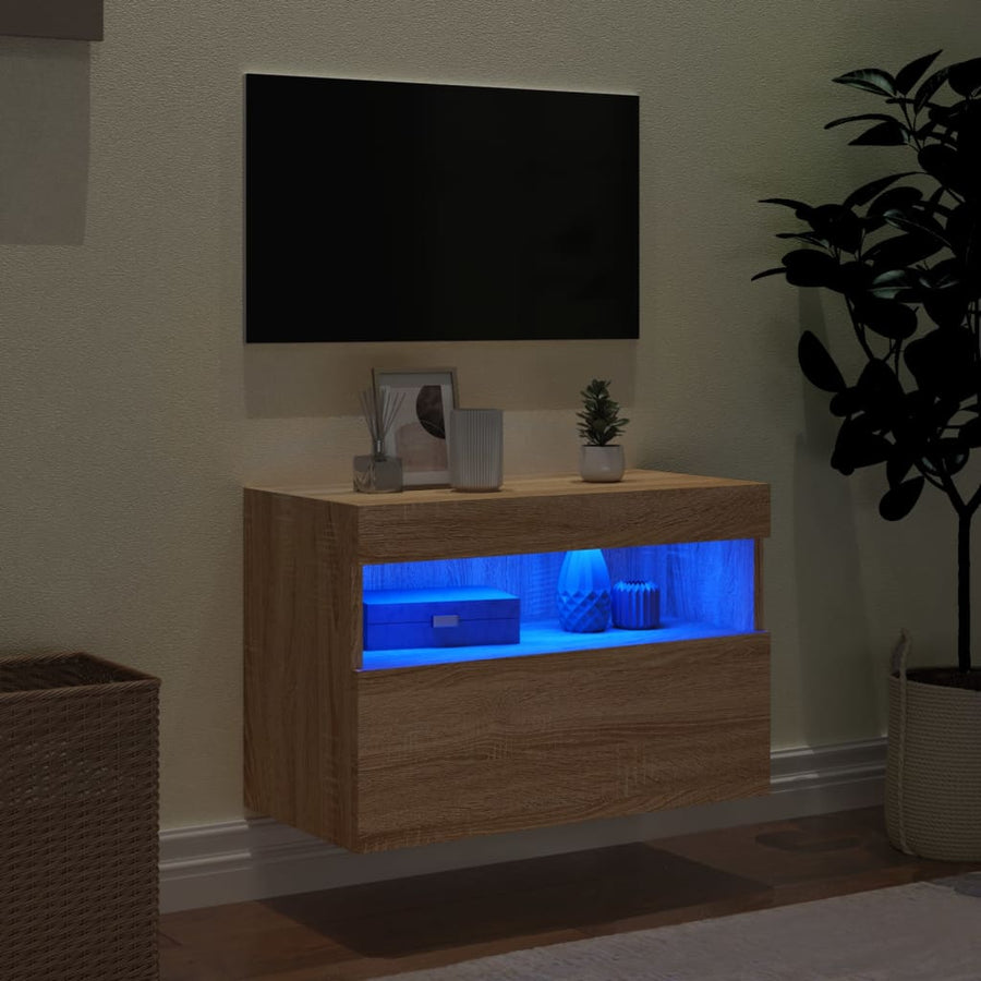Tv-Wandmeubel Met Led-Verlichting 60X30X40 Cm Sonoma Eikenkleur