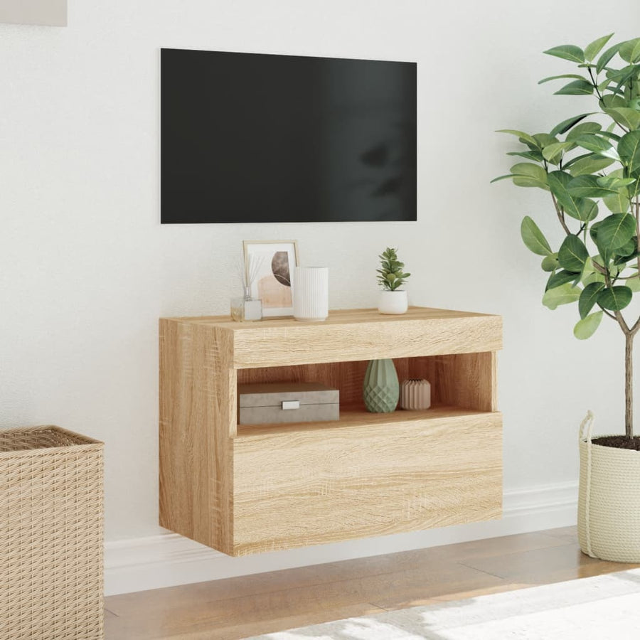 Tv-Wandmeubel Met Led-Verlichting 60X30X40 Cm Sonoma Eikenkleur