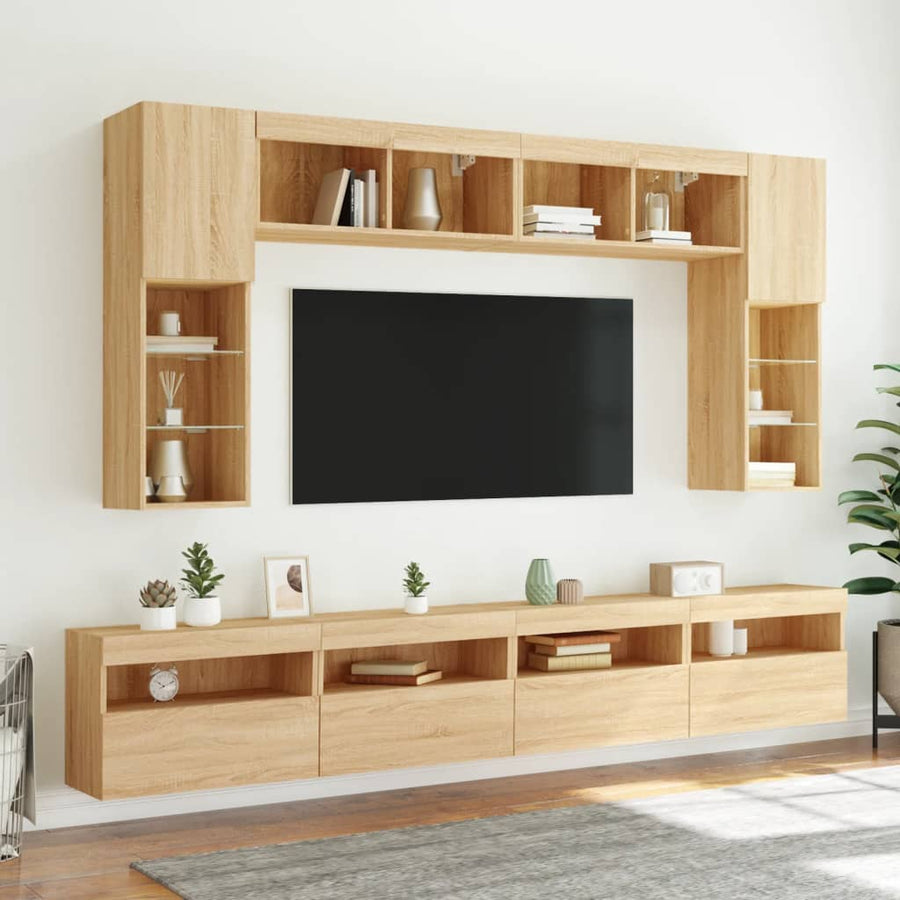 Tv-Wandmeubel Met Led-Verlichting 60X30X40 Cm Sonoma Eikenkleur