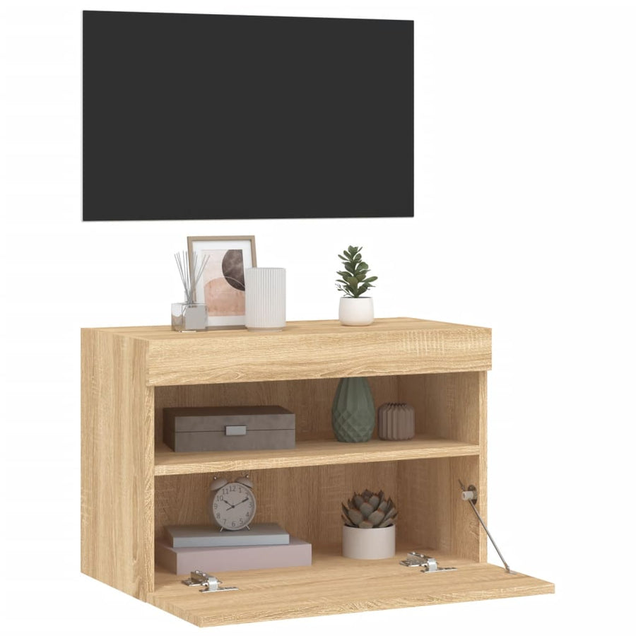 Tv-Wandmeubel Met Led-Verlichting 60X30X40 Cm Sonoma Eikenkleur