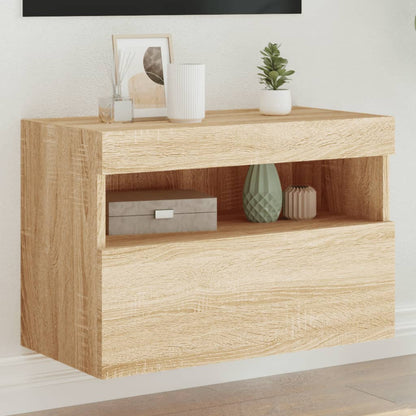 Tv-Wandmeubel Met Led-Verlichting 60X30X40 Cm Sonoma Eikenkleur