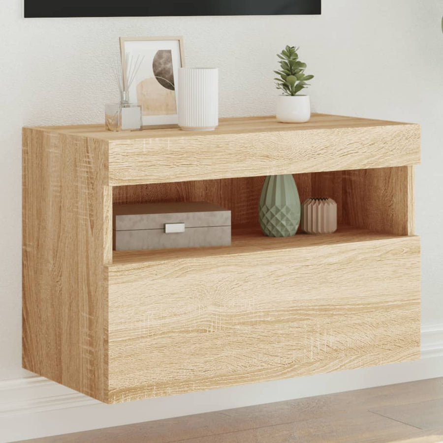 Tv-Wandmeubel Met Led-Verlichting 60X30X40 Cm Sonoma Eikenkleur