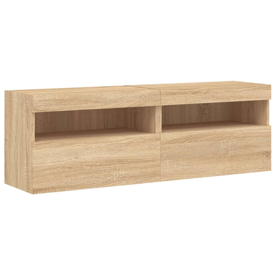 Tv-Wandmeubels Met Led 2 St 60X30X40 Cm Sonoma Eikenkleurig