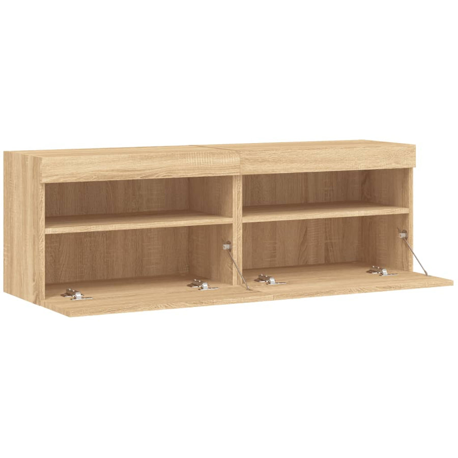 Tv-Wandmeubels Met Led 2 St 60X30X40 Cm Sonoma Eikenkleurig