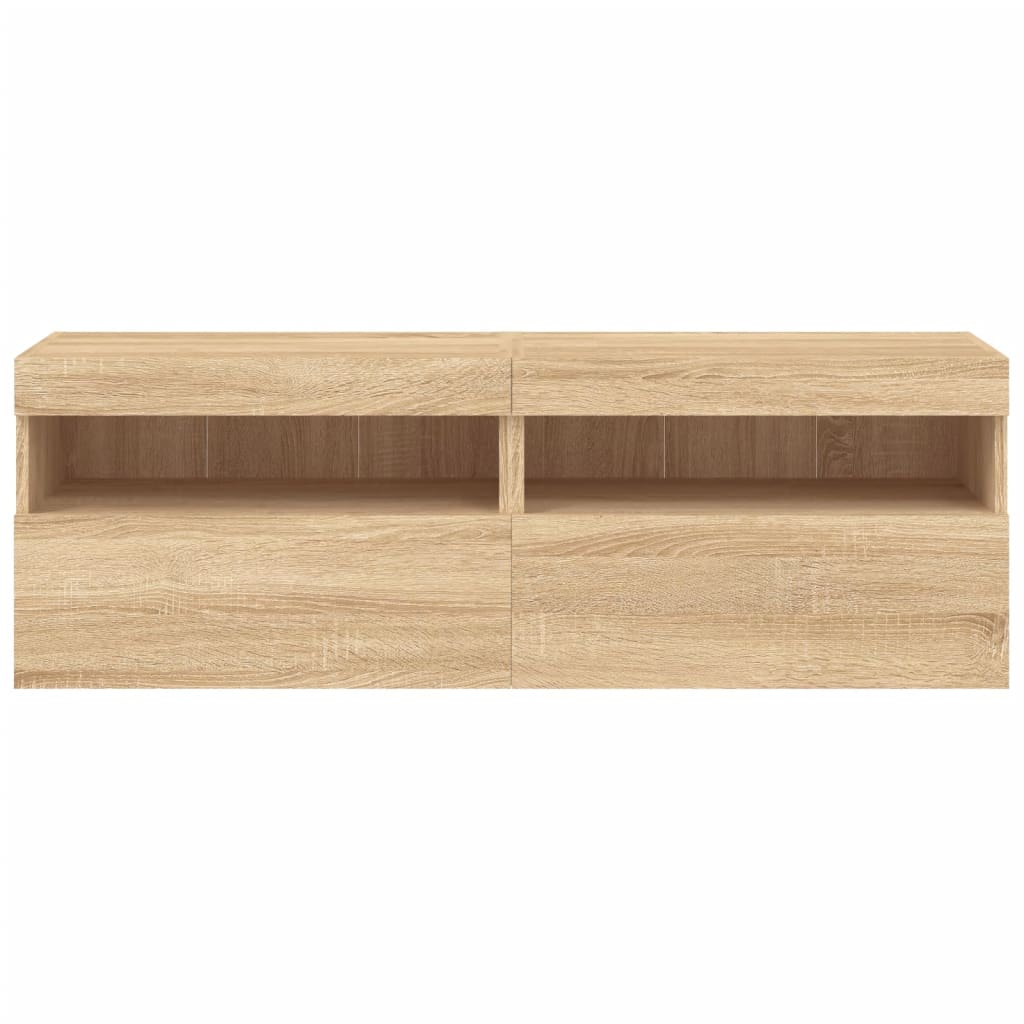 Tv-Wandmeubels Met Led 2 St 60X30X40 Cm Sonoma Eikenkleurig