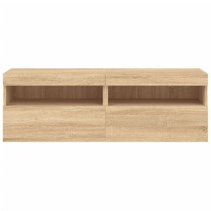 Tv-Wandmeubels Met Led 2 St 60X30X40 Cm Sonoma Eikenkleurig