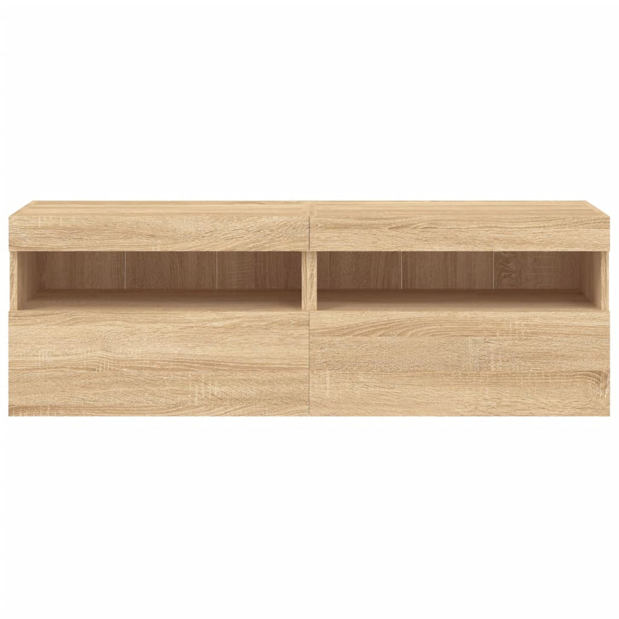 Tv-Wandmeubels Met Led 2 St 60X30X40 Cm Sonoma Eikenkleurig