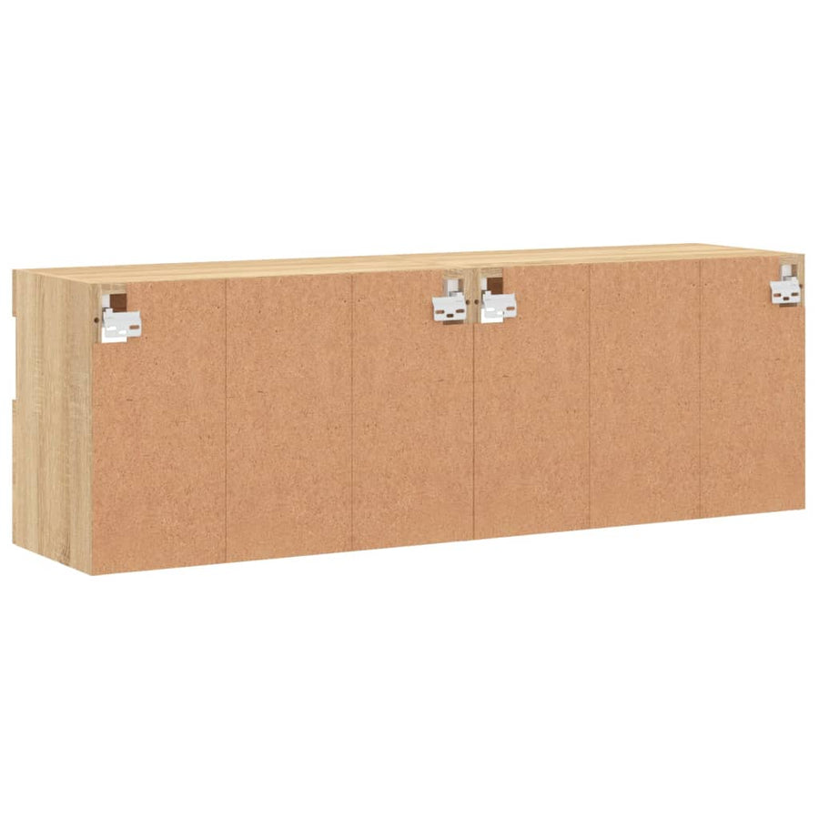 Tv-Wandmeubels Met Led 2 St 60X30X40 Cm Sonoma Eikenkleurig