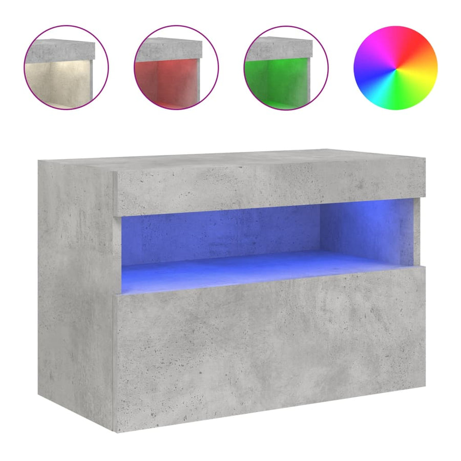 Tv-Wandmeubel Met Led-Verlichting 60X30X40 Cm Betongrijs