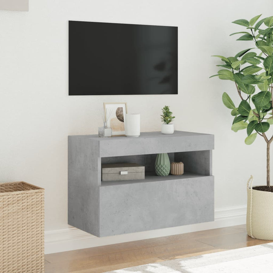 Tv-Wandmeubel Met Led-Verlichting 60X30X40 Cm Betongrijs