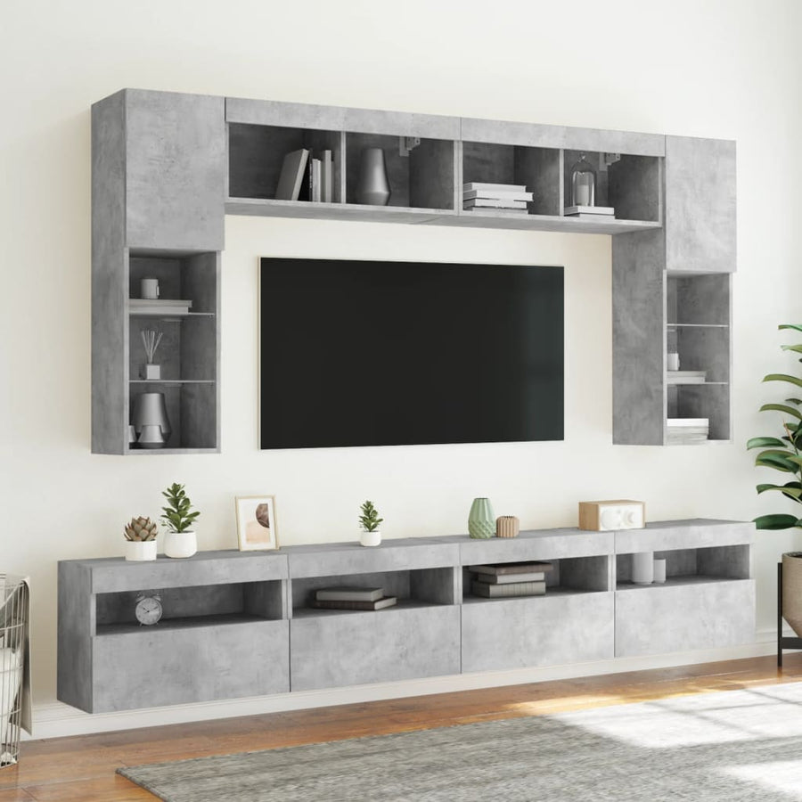 Tv-Wandmeubel Met Led-Verlichting 60X30X40 Cm Betongrijs