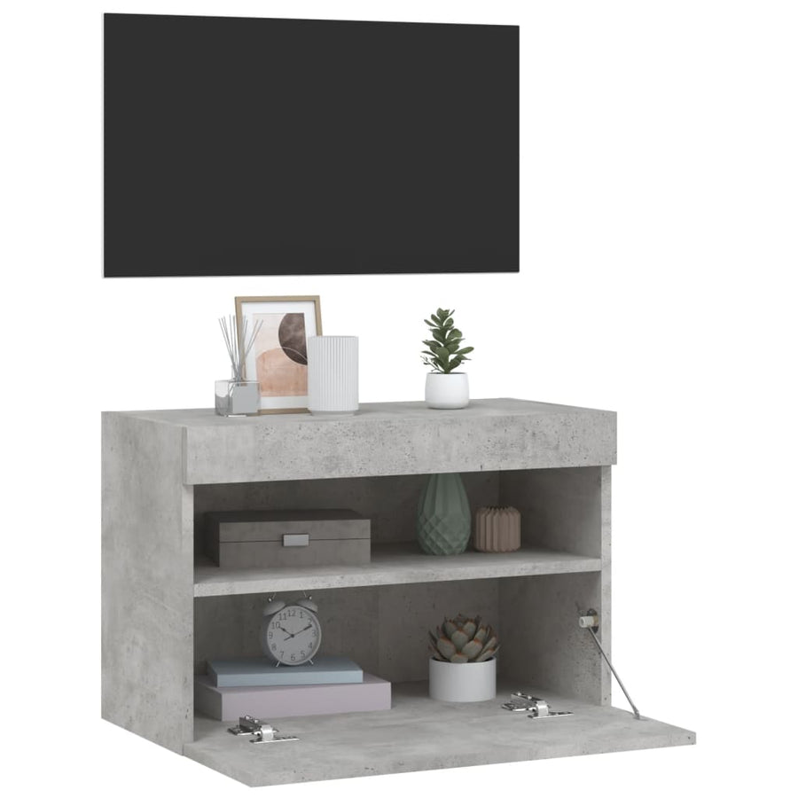 Tv-Wandmeubel Met Led-Verlichting 60X30X40 Cm Betongrijs
