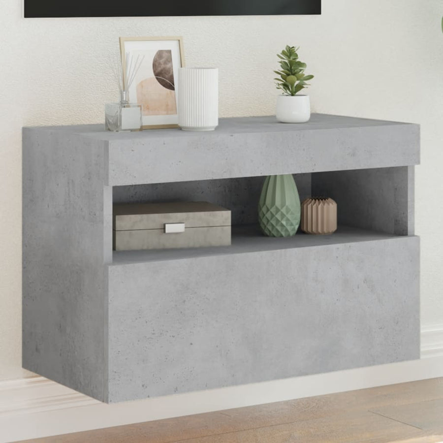 Tv-Wandmeubel Met Led-Verlichting 60X30X40 Cm Betongrijs