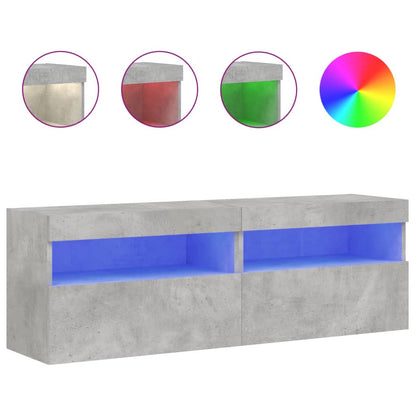 Tv-Wandmeubels Met Led 2 St 60X30X40 Cm Betongrijs