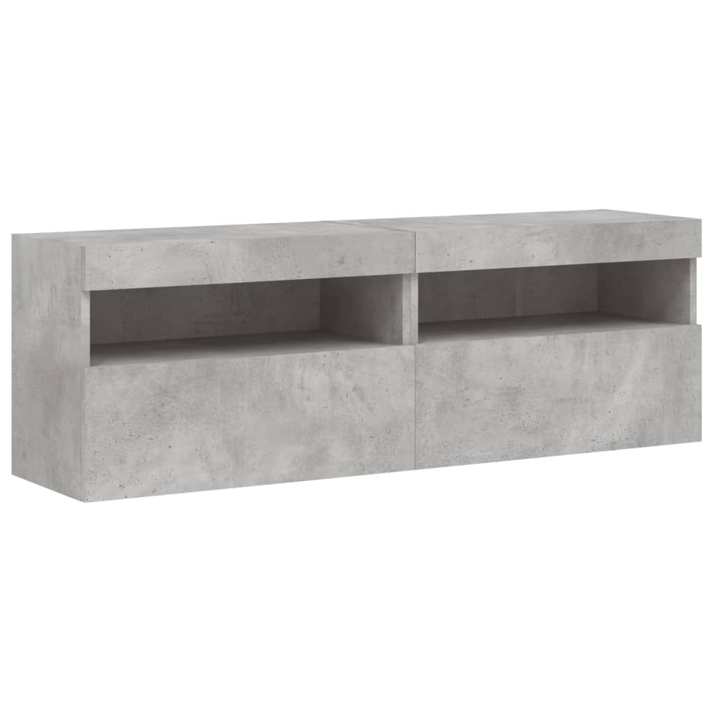 Tv-Wandmeubels Met Led 2 St 60X30X40 Cm Betongrijs