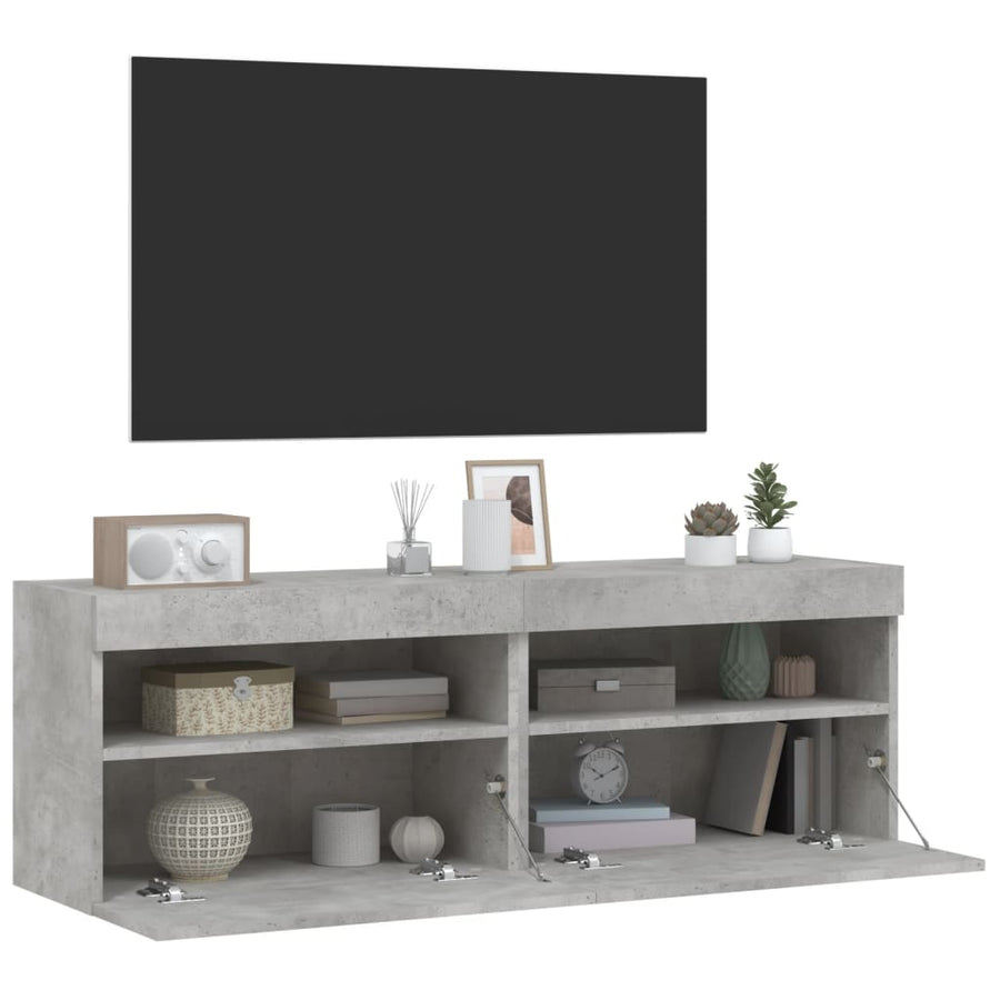 Tv-Wandmeubels Met Led 2 St 60X30X40 Cm Betongrijs