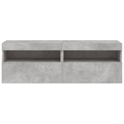 Tv-Wandmeubels Met Led 2 St 60X30X40 Cm Betongrijs
