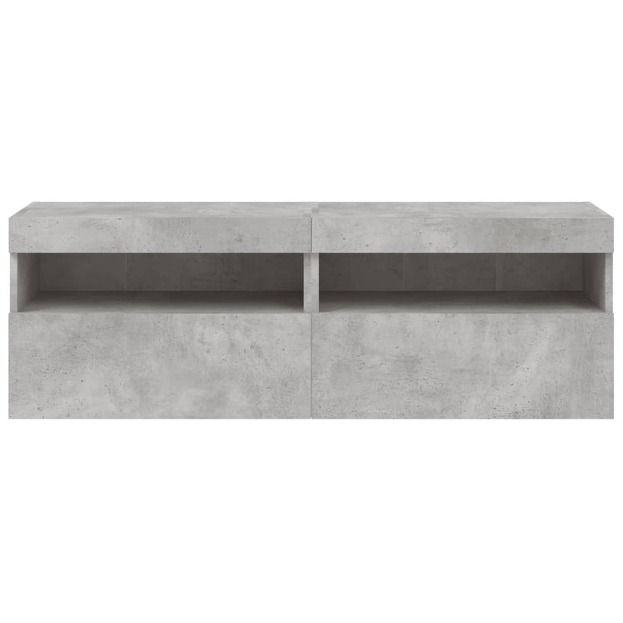 Tv-Wandmeubels Met Led 2 St 60X30X40 Cm Betongrijs