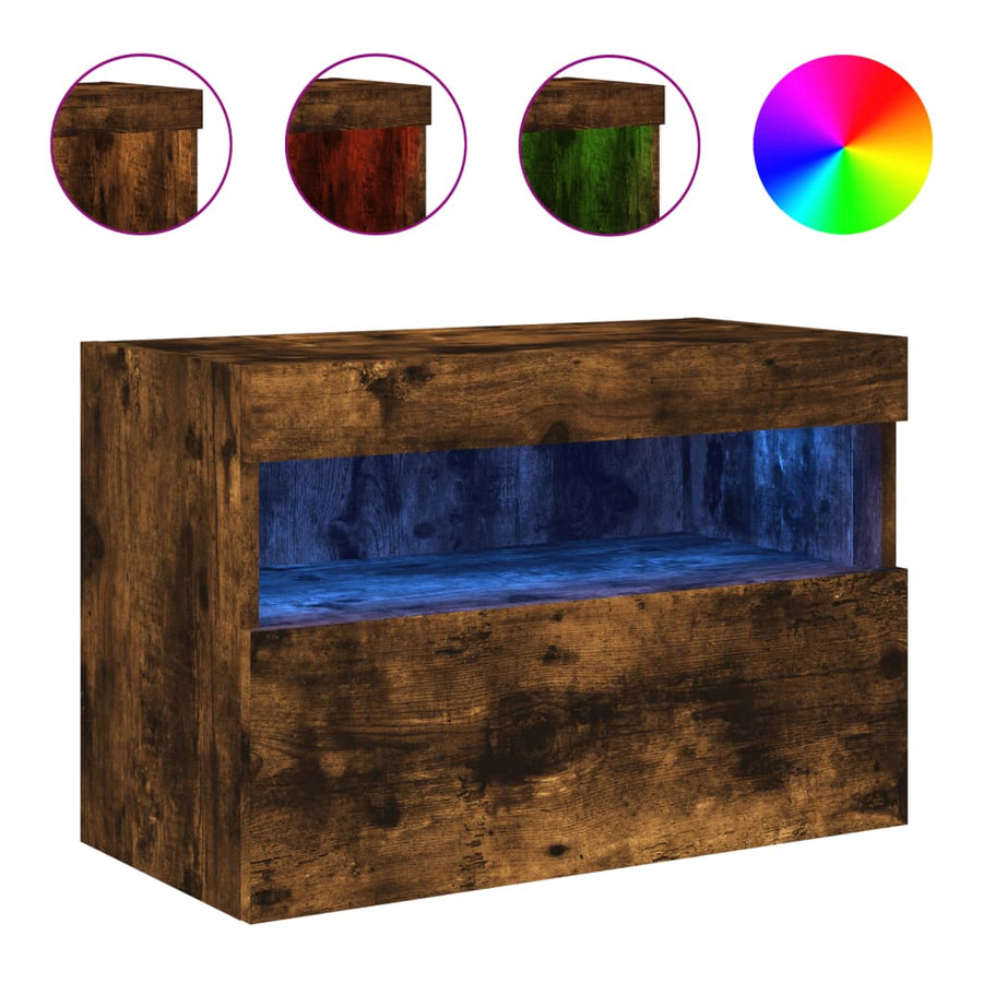 Tv-Wandmeubel Met Led-Verlichting 60X30X40 Cm Gerookt Eiken