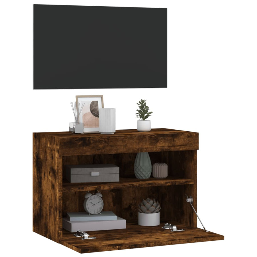 Tv-Wandmeubel Met Led-Verlichting 60X30X40 Cm Gerookt Eiken