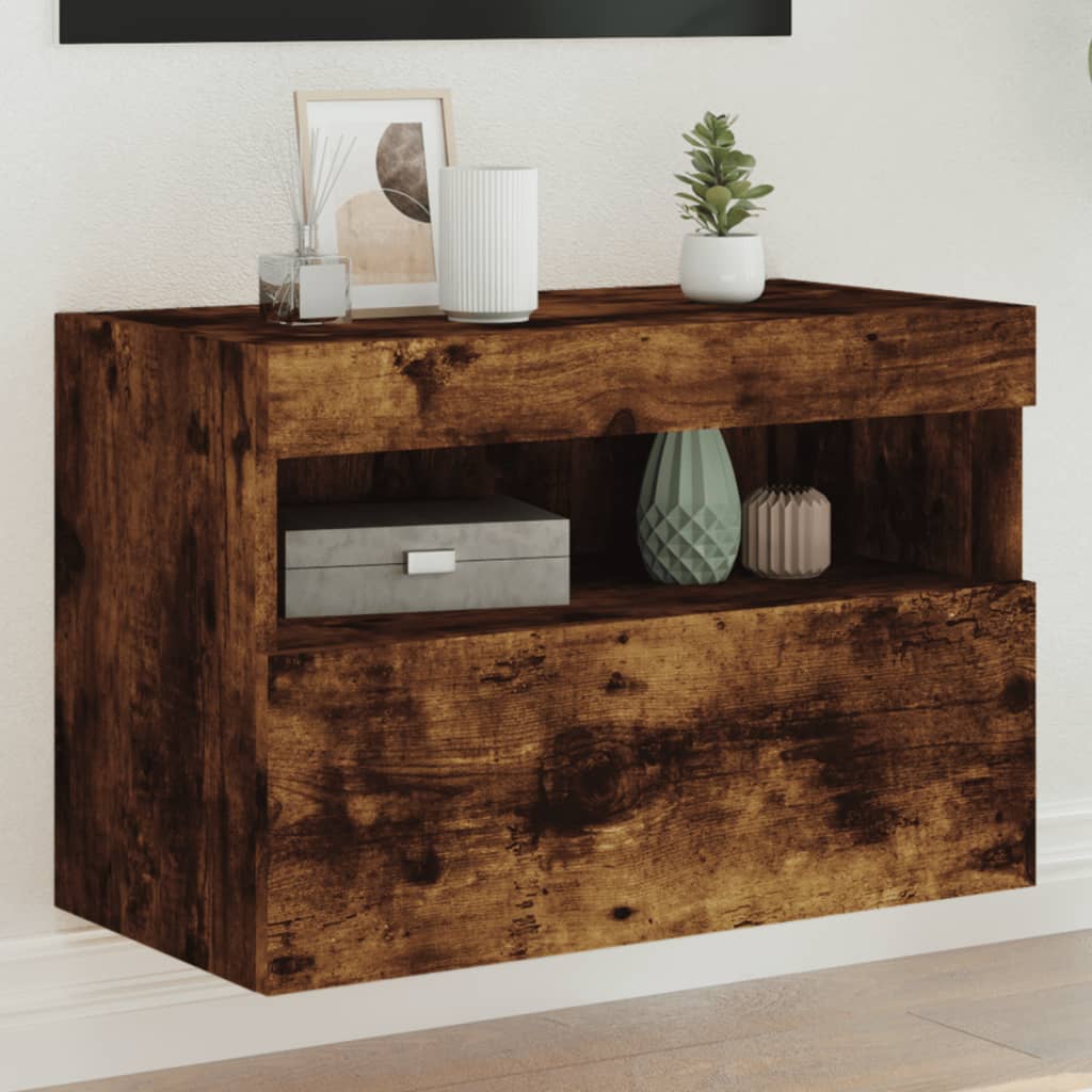 Tv-Wandmeubel Met Led-Verlichting 60X30X40 Cm Gerookt Eiken