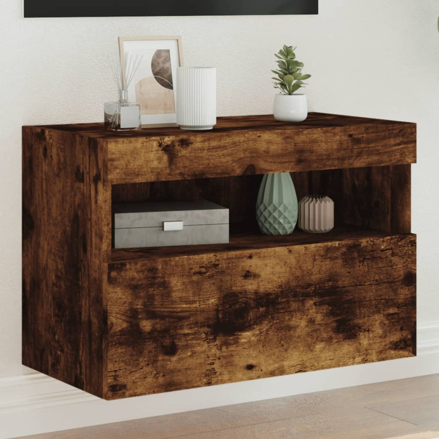 Tv-Wandmeubel Met Led-Verlichting 60X30X40 Cm Gerookt Eiken