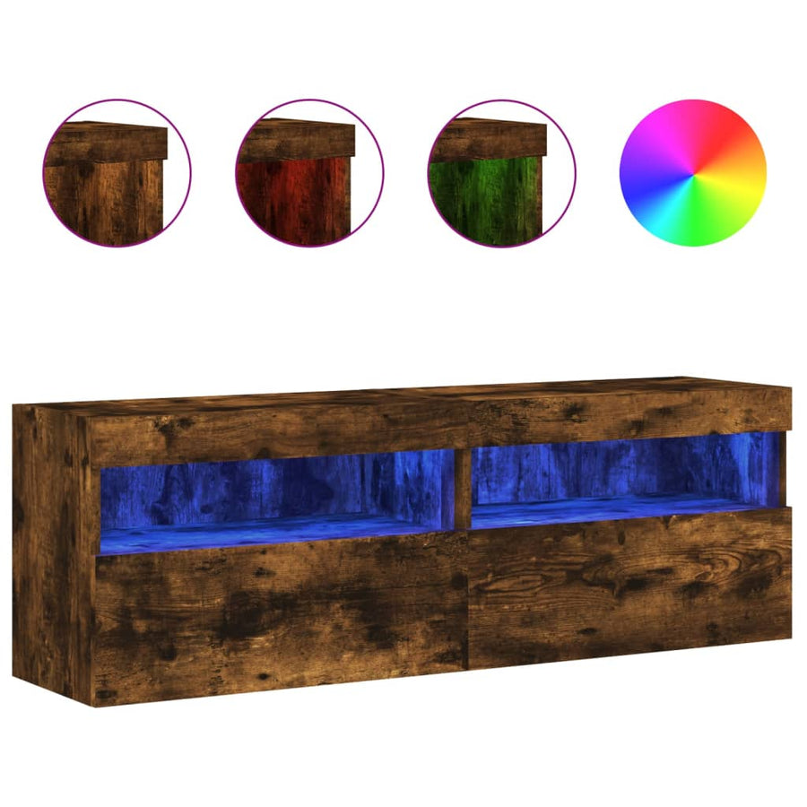 Tv-Wandmeubels Met Led 2 St 60X30X40 Cm Gerookt Eikenkleurig
