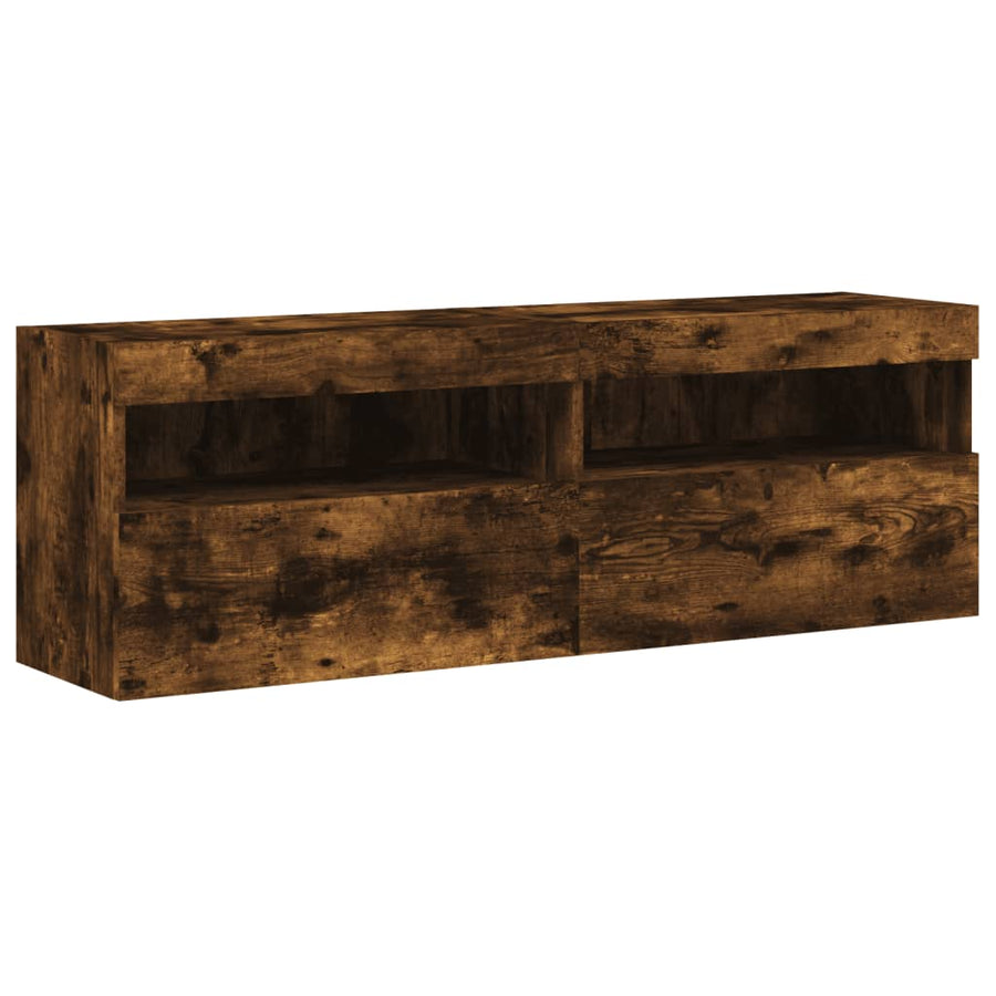 Tv-Wandmeubels Met Led 2 St 60X30X40 Cm Gerookt Eikenkleurig