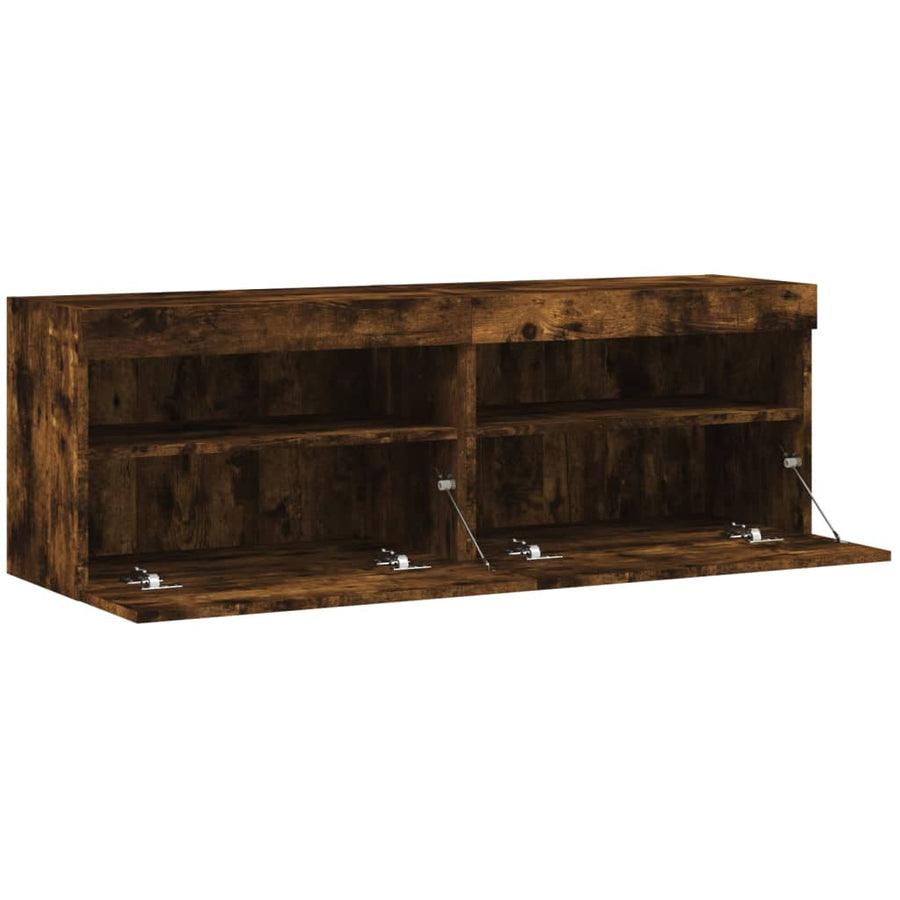 Tv-Wandmeubels Met Led 2 St 60X30X40 Cm Gerookt Eikenkleurig