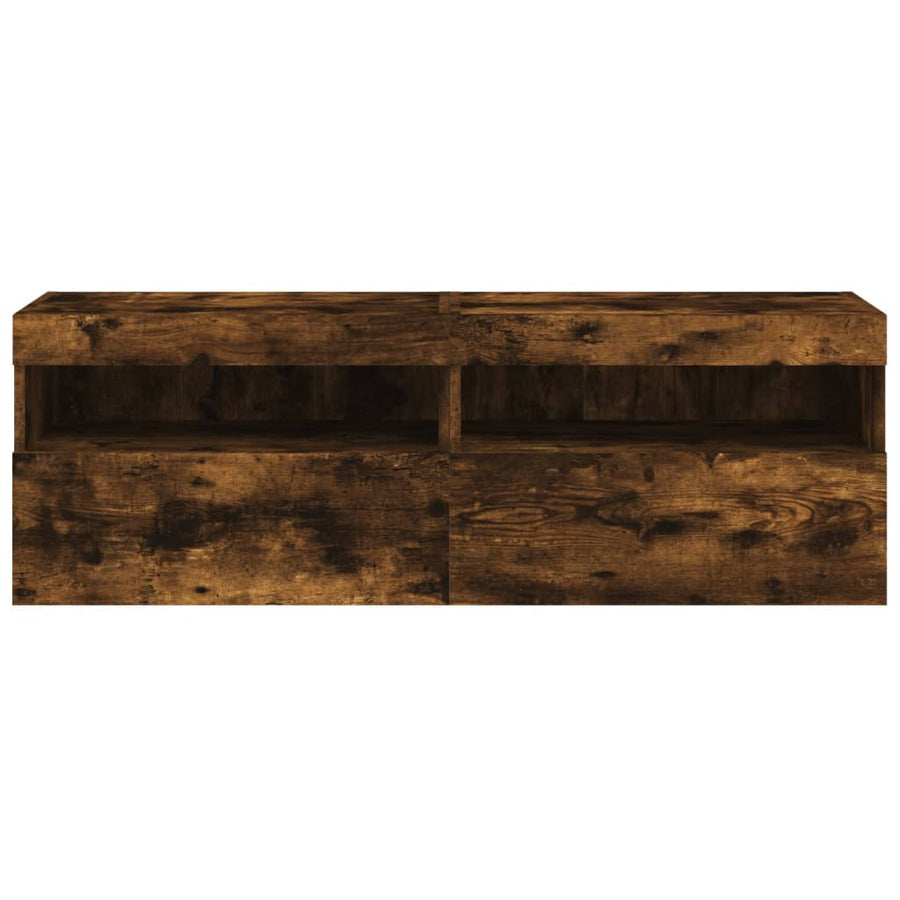Tv-Wandmeubels Met Led 2 St 60X30X40 Cm Gerookt Eikenkleurig