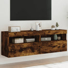 Tv-wandmeubels met LED 2 st 60x30x40 cm gerookt eiken